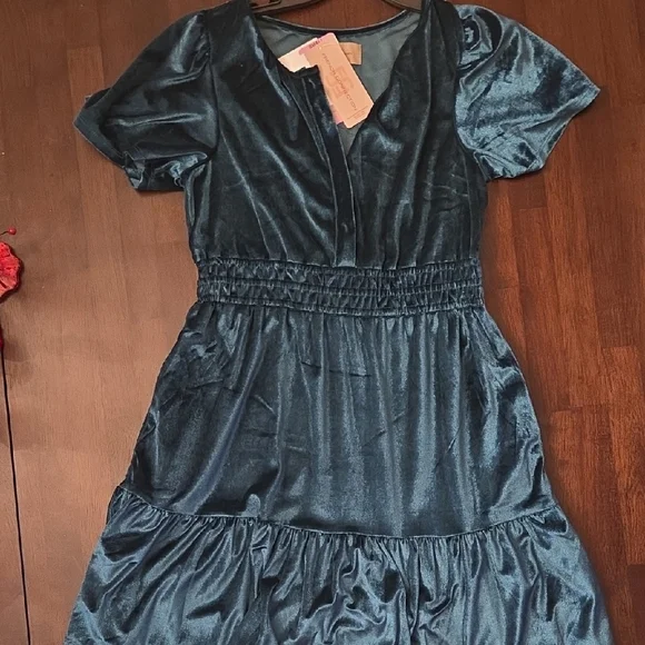 French Connection Teal Velvet Dress, With Pockets - Picture 1 of 11